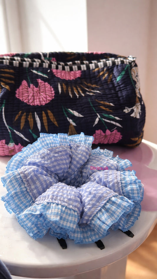 Blueberry Gingham Scrunchie💙🫐