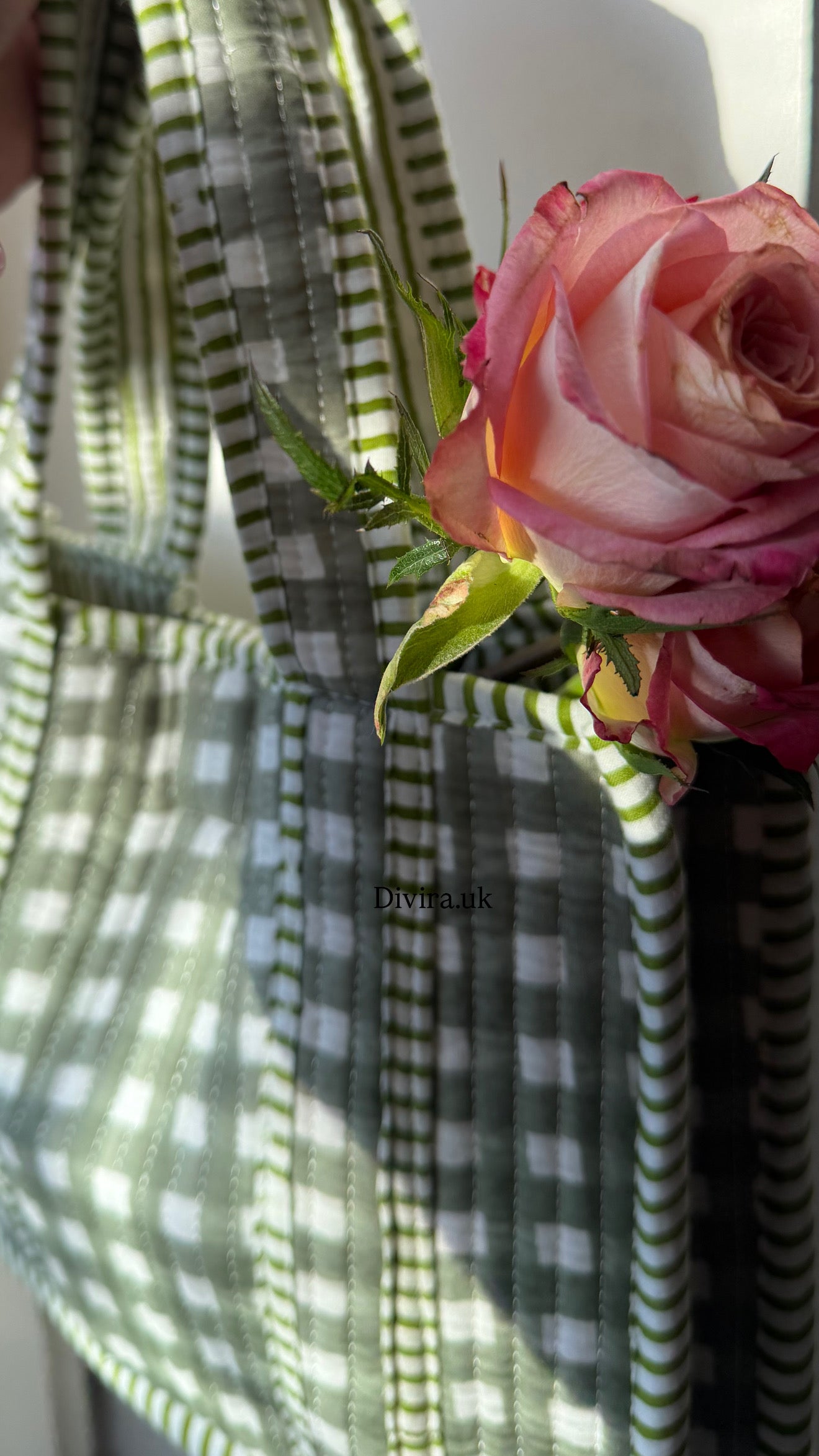 Mini Green Quilted Gingham Tote๐๐