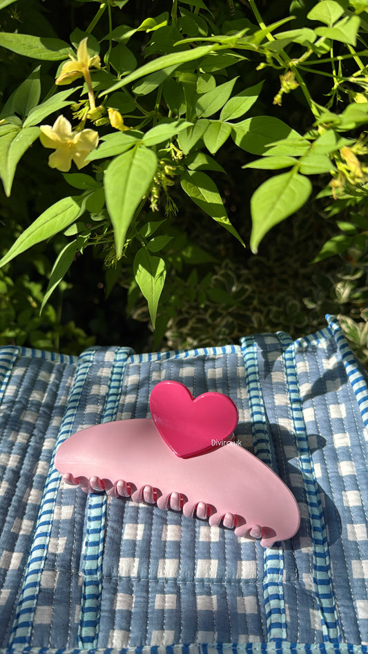 Baby Pink Heart Claw Clip