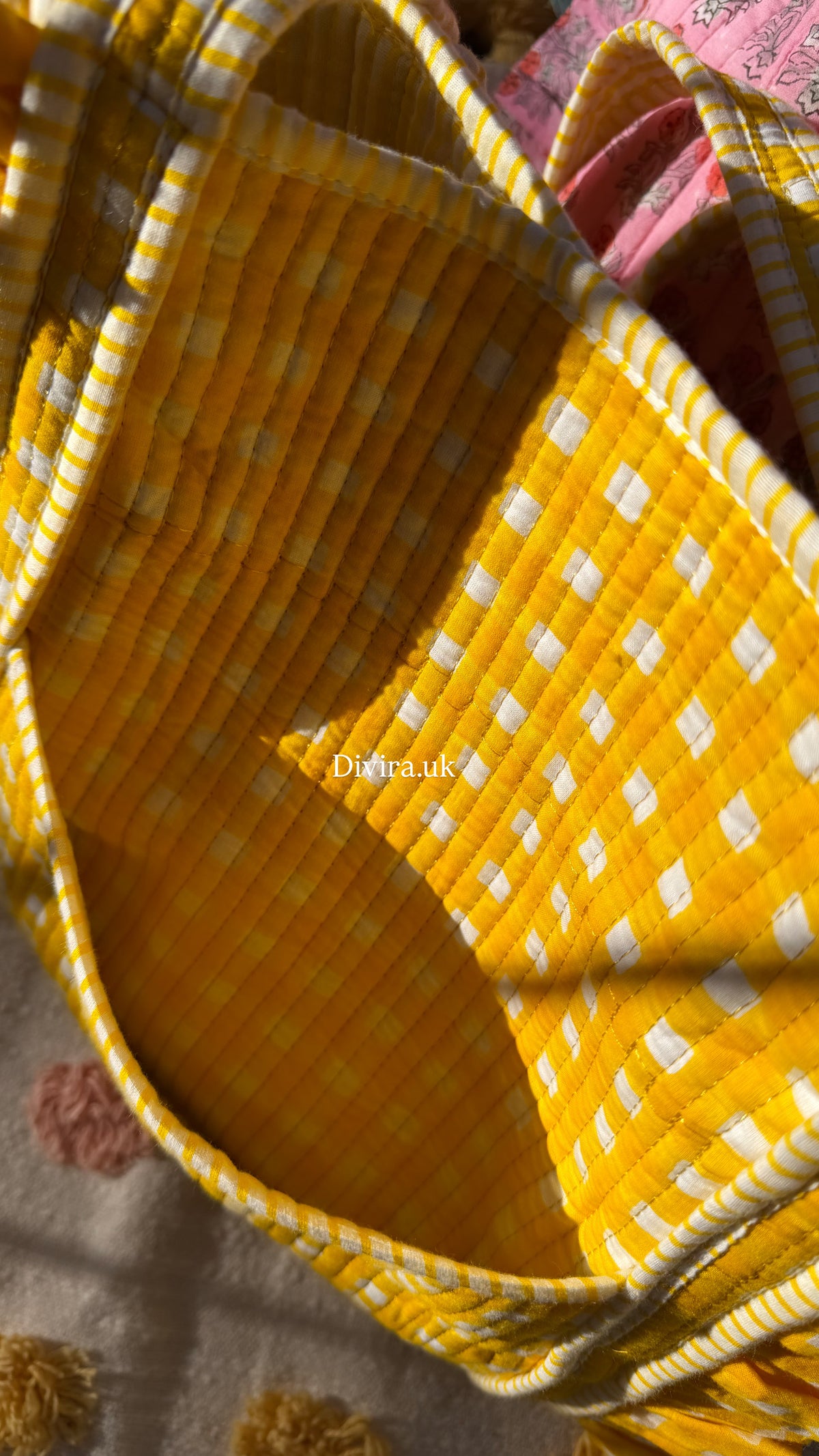 Yellow Gingham Medium Tote