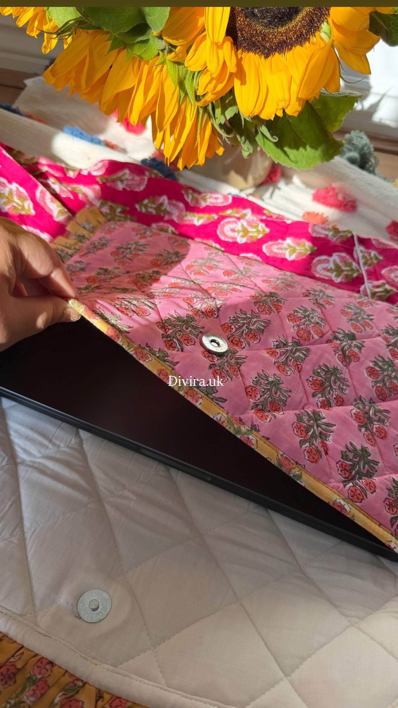 Pink & Mustard Laptop sleeve