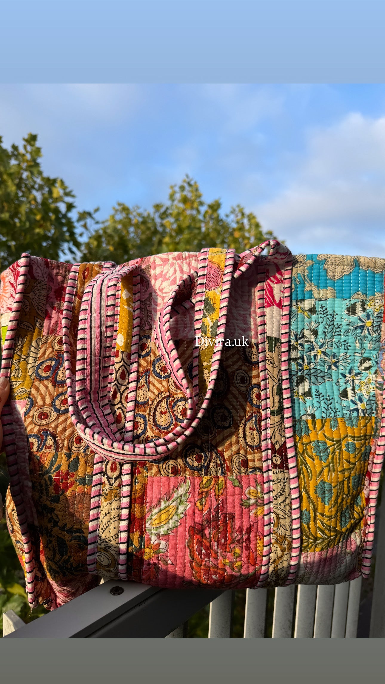 Large Patchwork Quilted Tote Bag