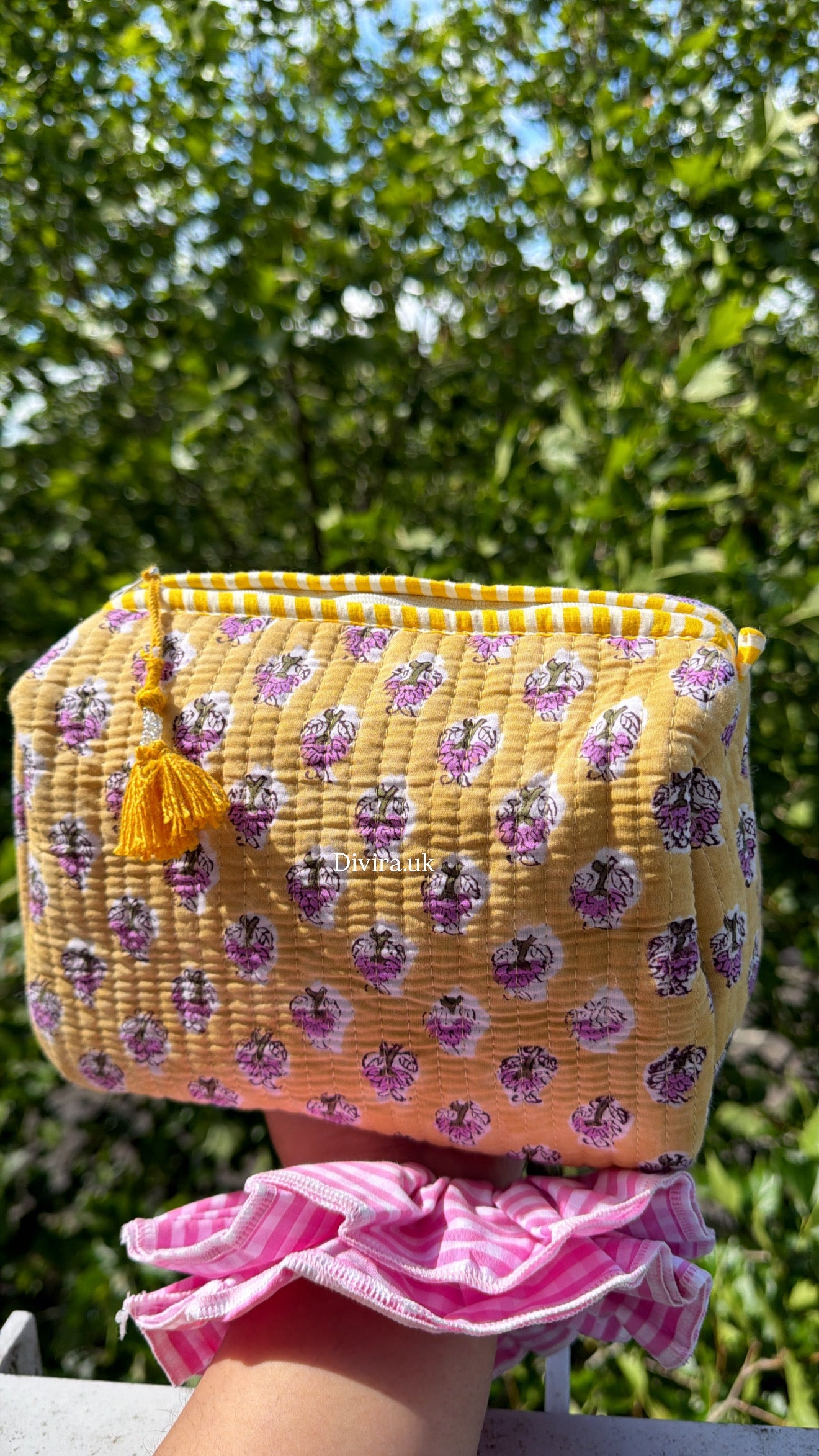 Yellow Quilted Pouch
