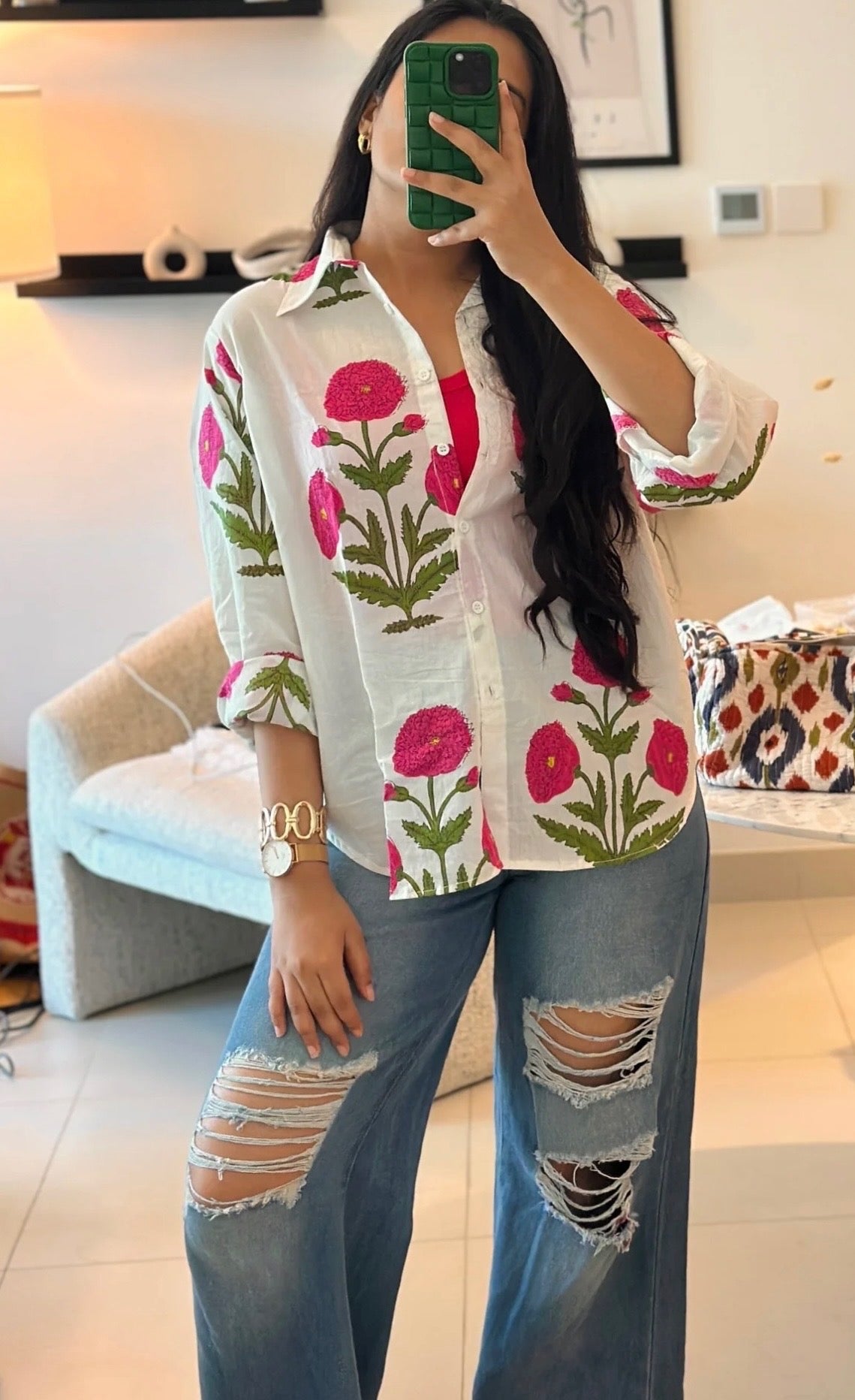 Pink Poppy Cotton Shirt