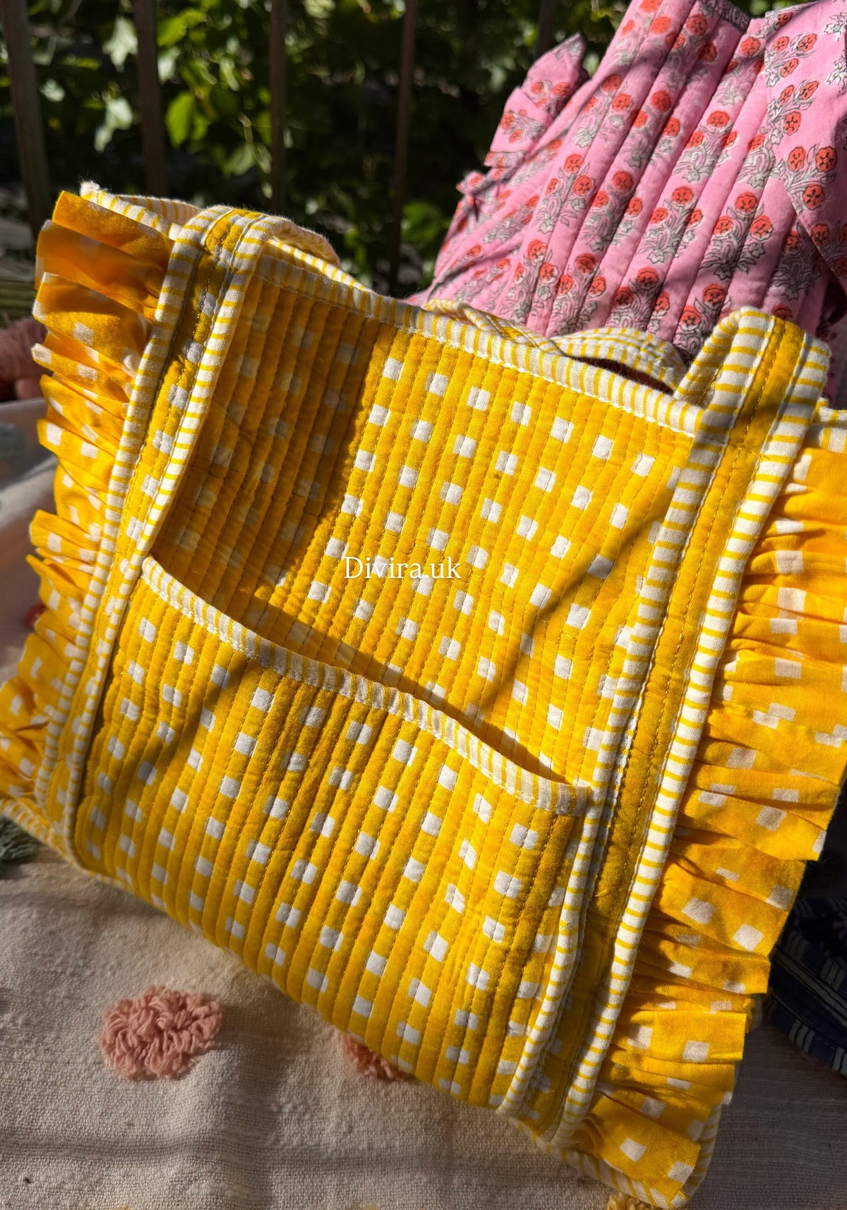 Yellow Gingham Medium Tote