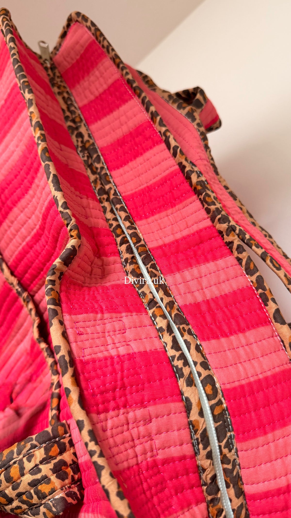 Stripes & Leopard Large Tote Bag