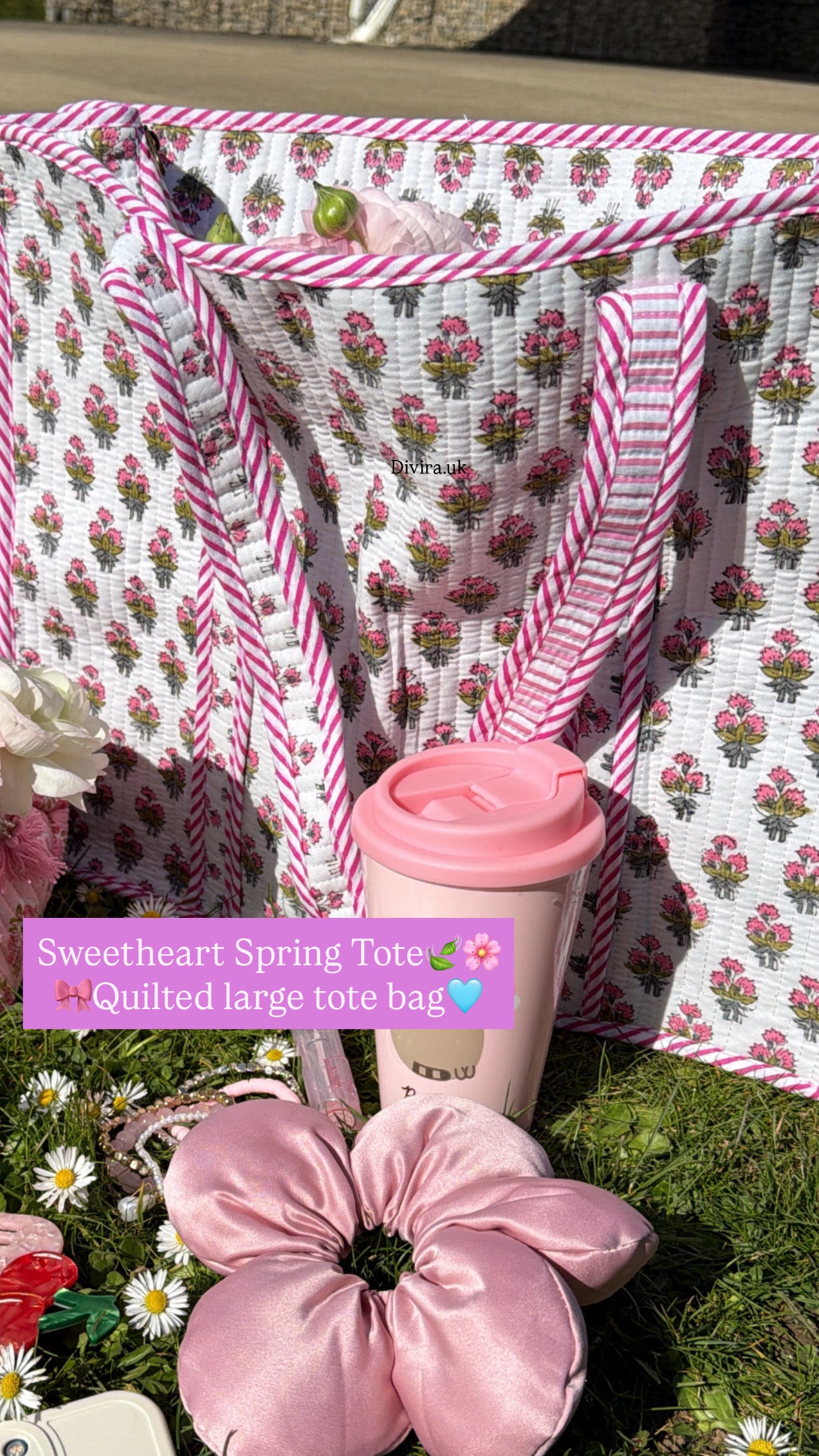 Sweetheart Spring Quilted large Tote