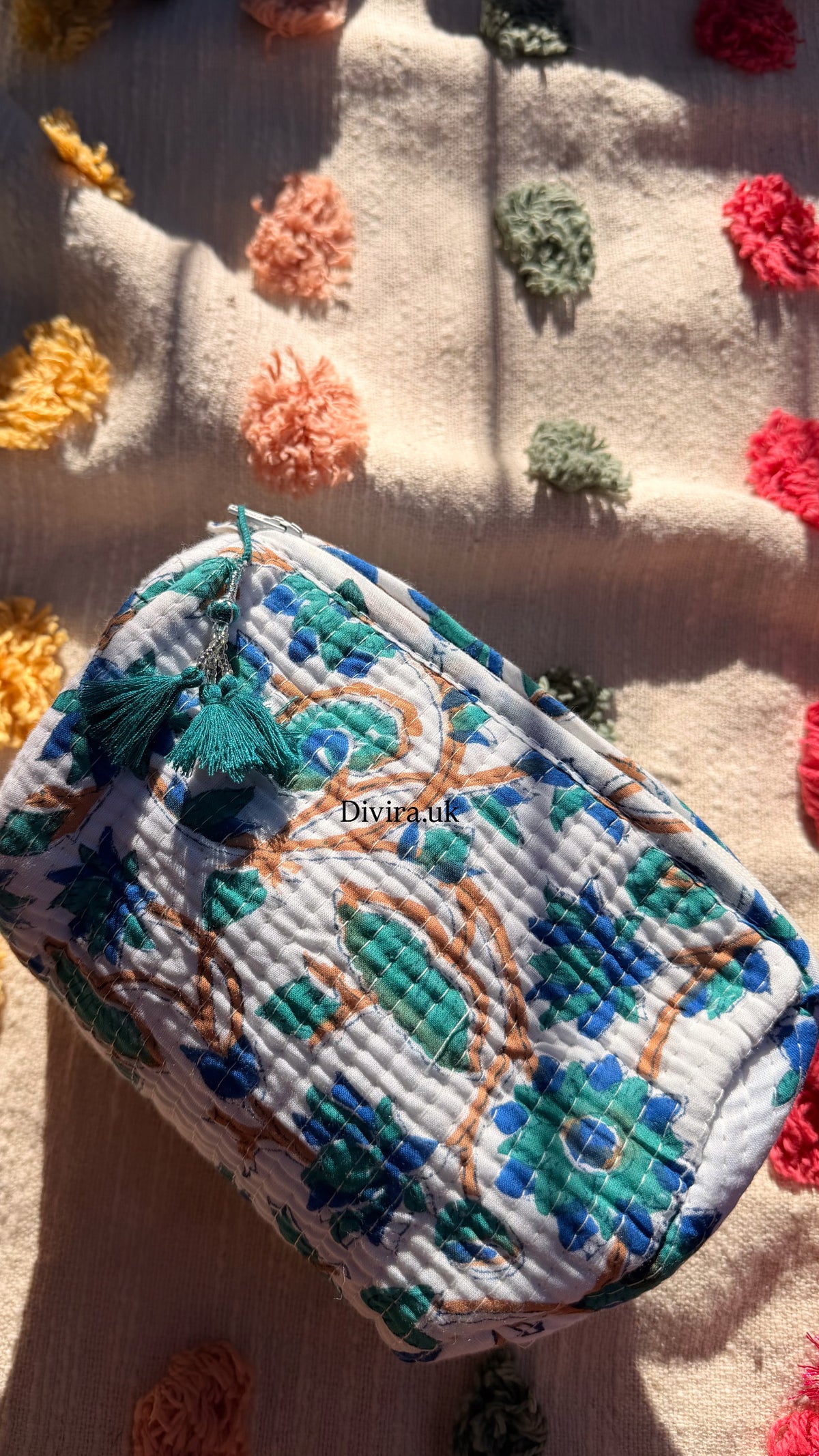 Green & Blue Floral Pouch ( mini )