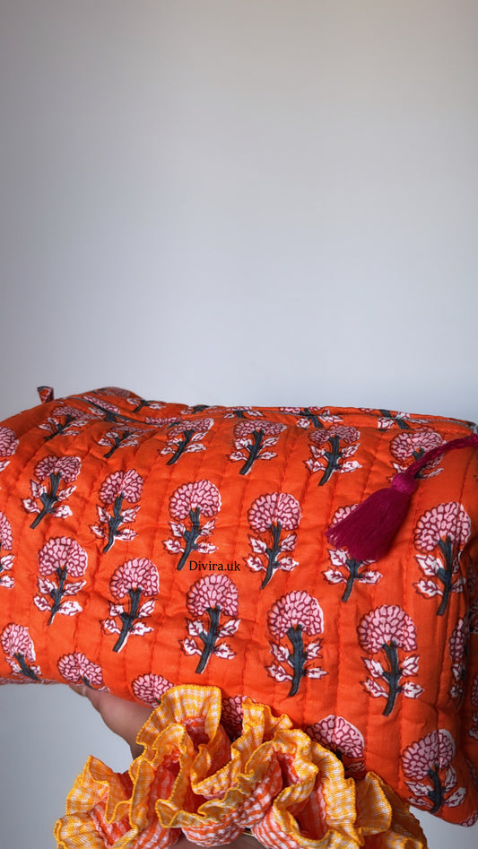 Orange Quilted Washbag🌼