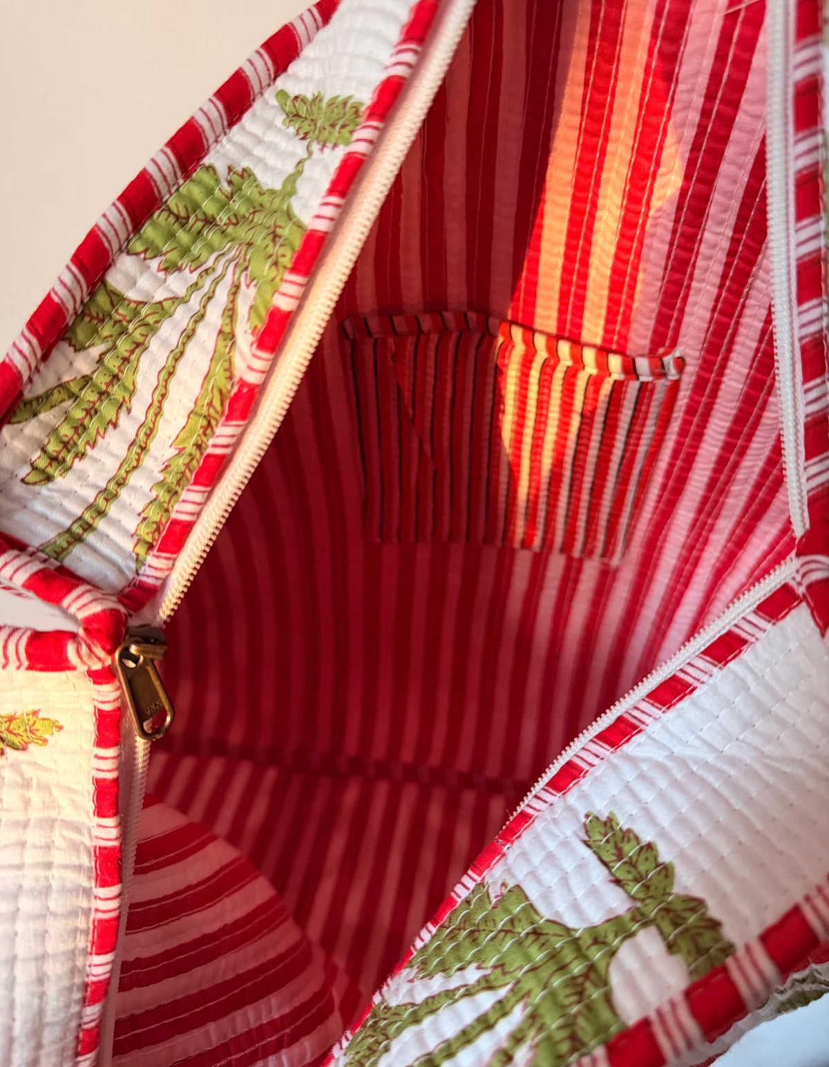 Red Floral Quilted Large Tote
