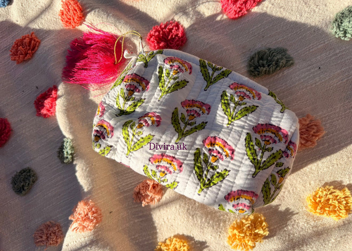 White Floral Pouch ( mini )