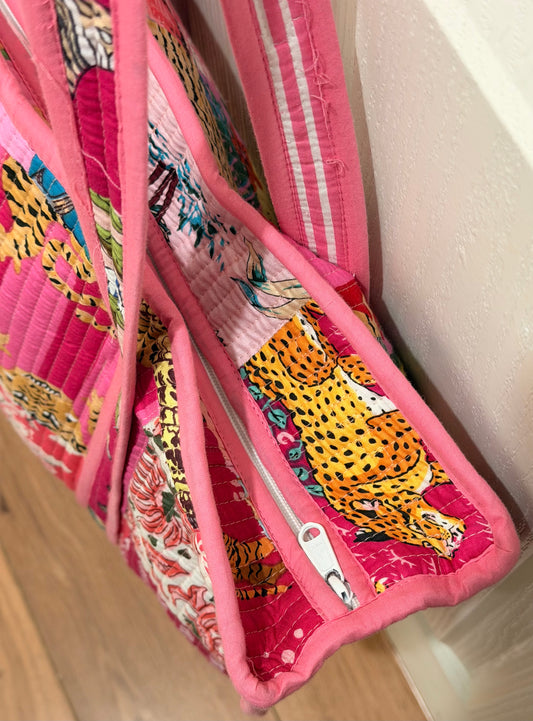 Pink Patchwork Large Tote Bag