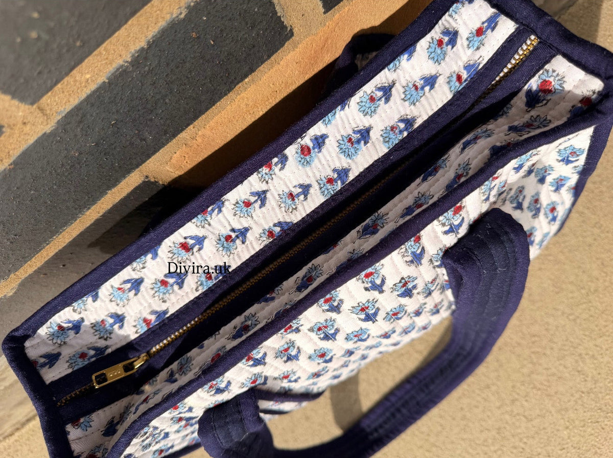 Navy & White Mini Tote Bag
