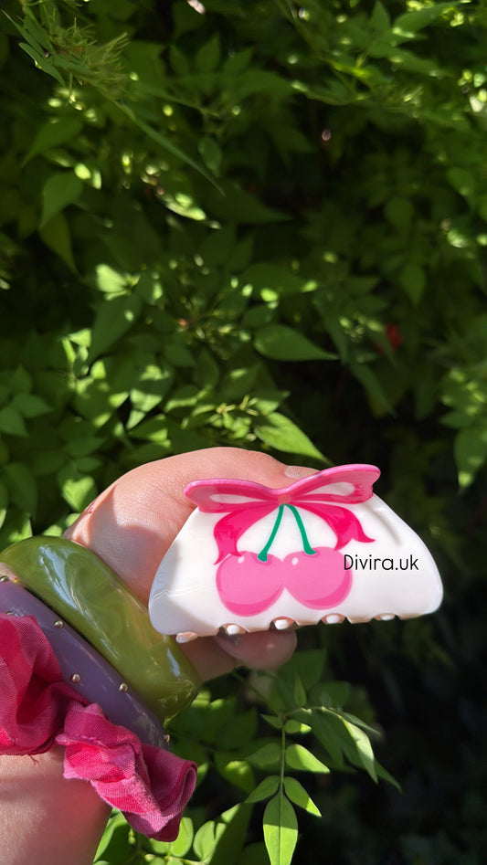 White Cherry Claw Clip