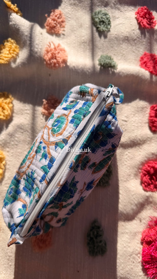 Green & Blue Floral Pouch ( mini )