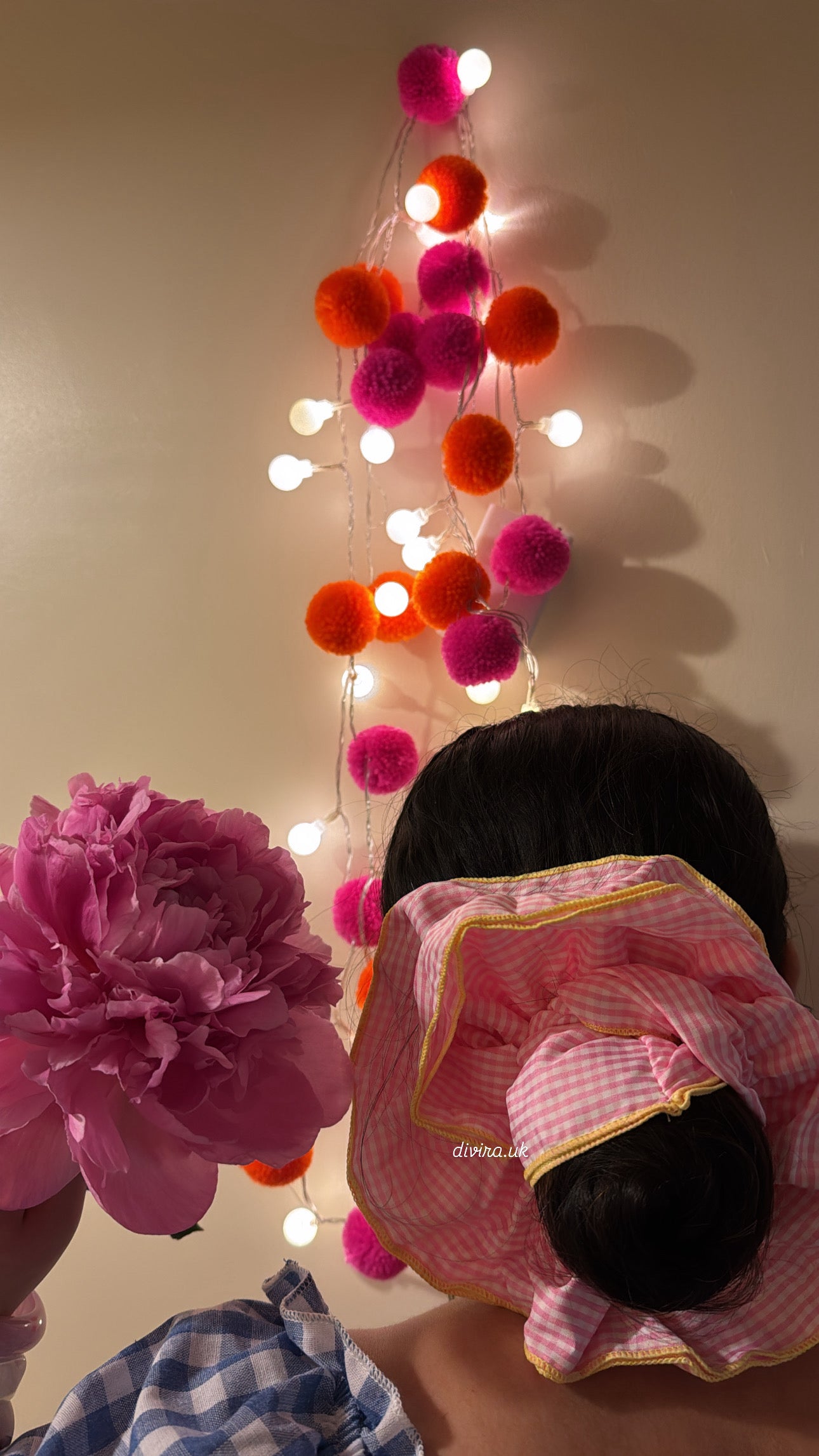 Gingham LARGE scrunchie ( PINK)