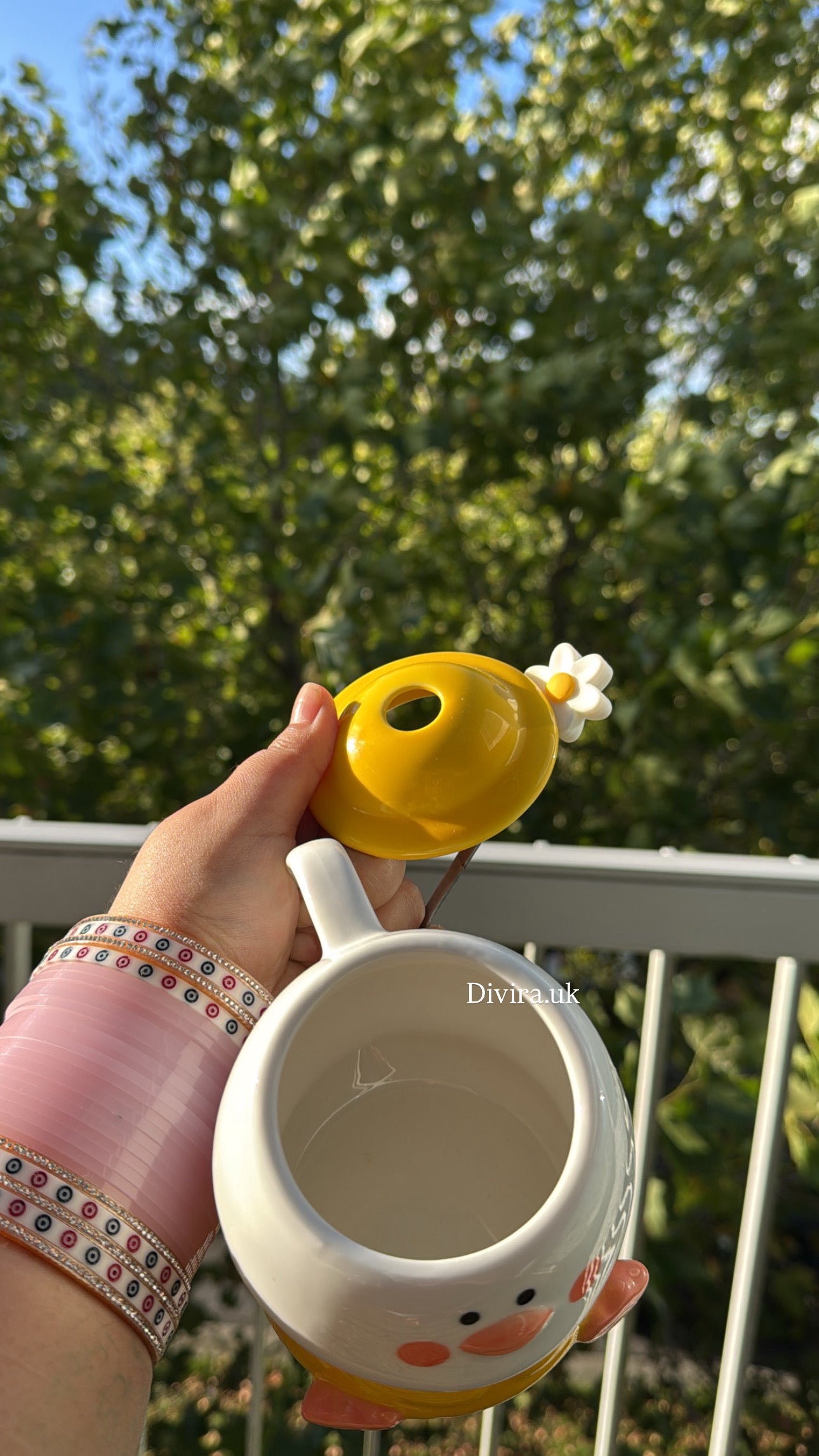 Duck Ceramic Cup With Daisy Spoon