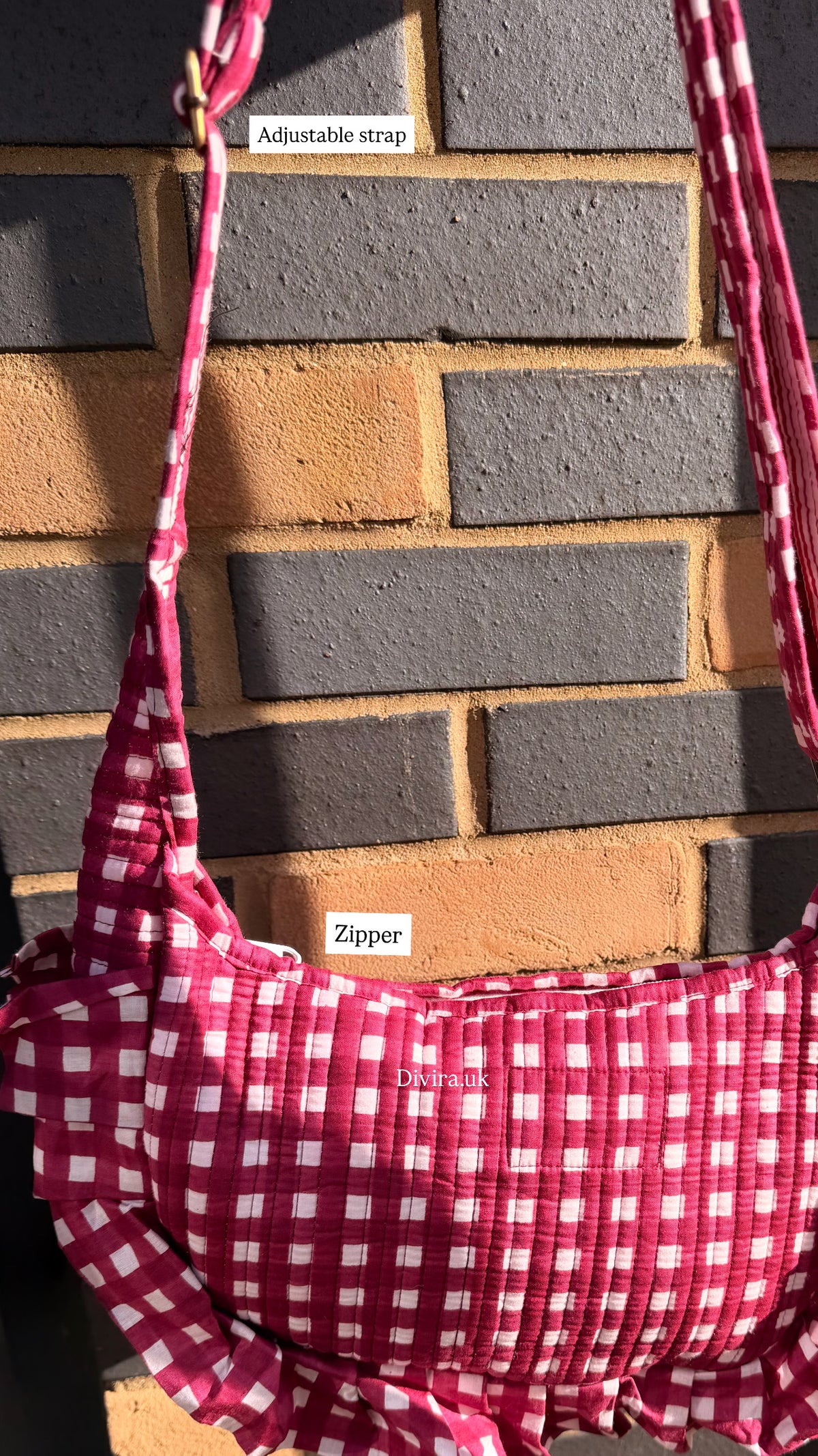 Berry Gingham Ruffle Bag