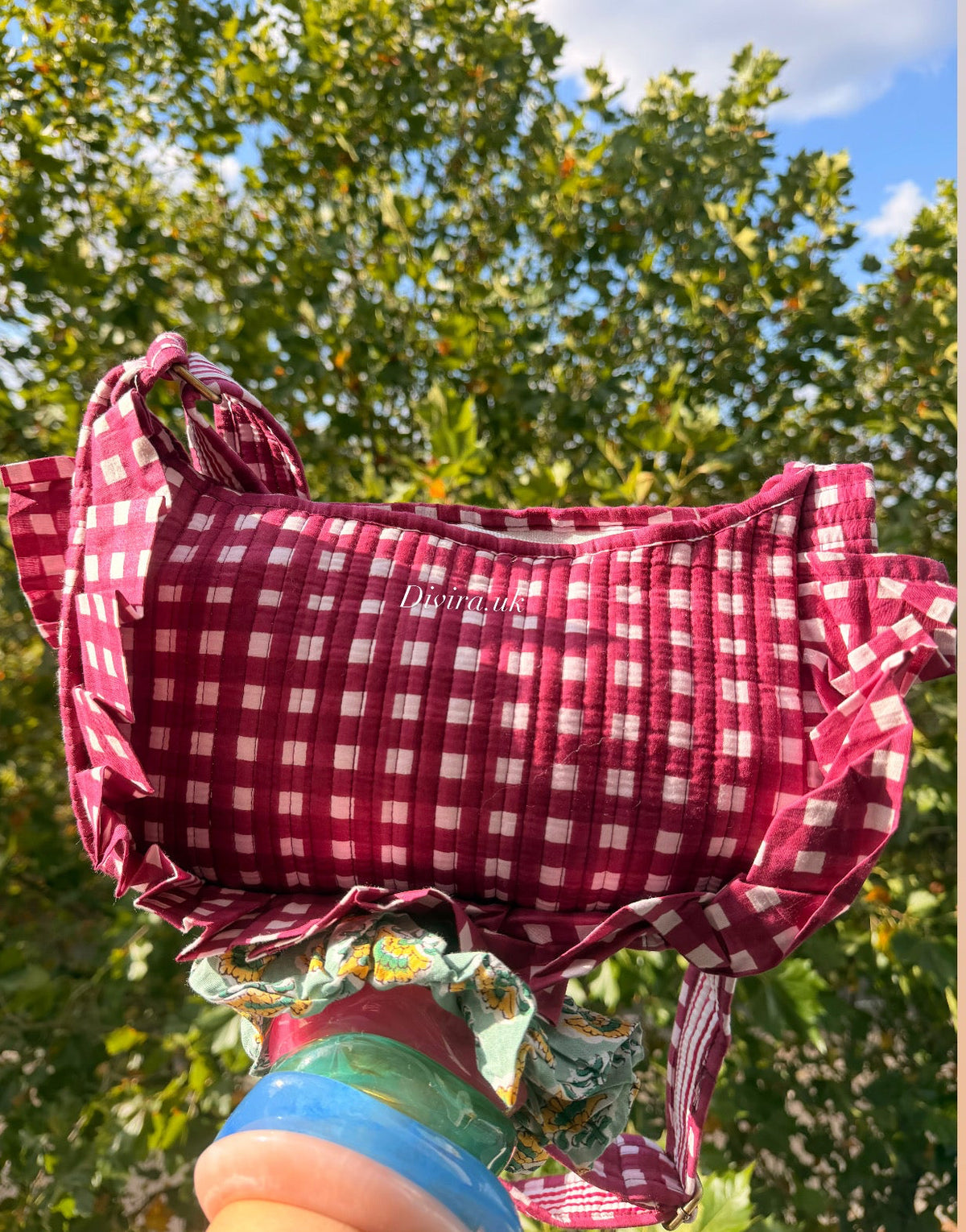 Berry Gingham Ruffle Bag