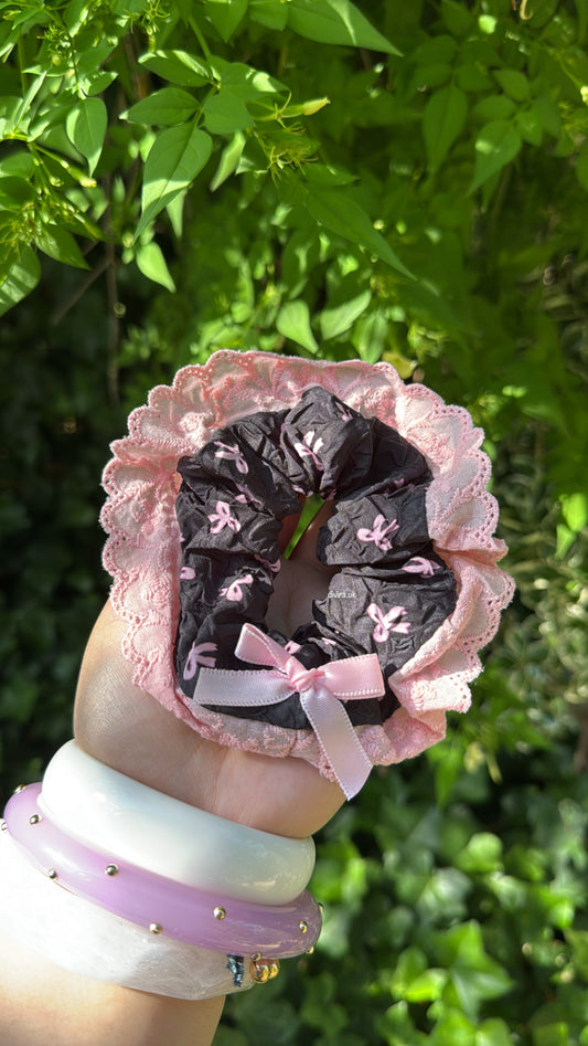 PINK bow scrunchie