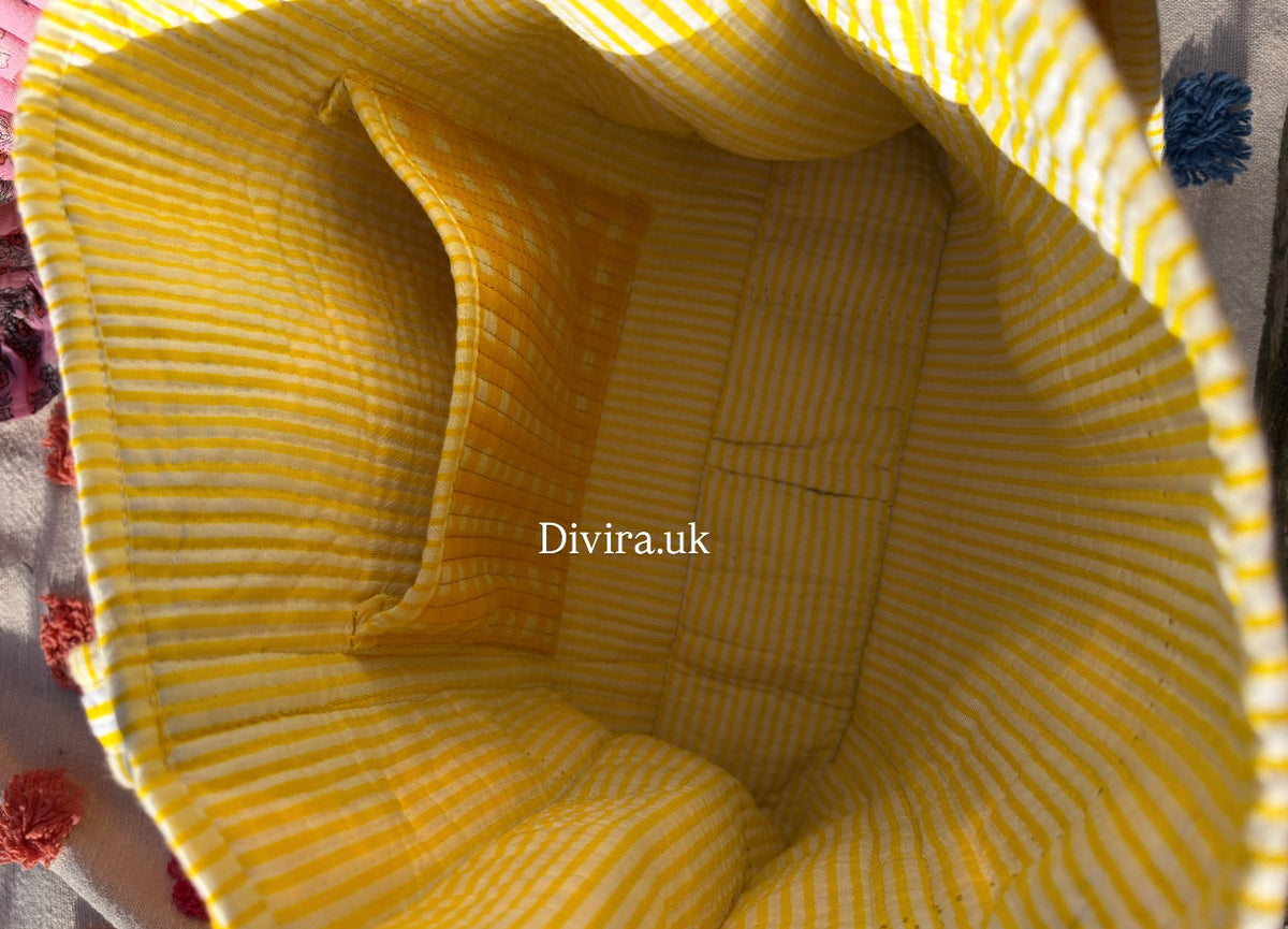 Yellow Gingham Medium Tote