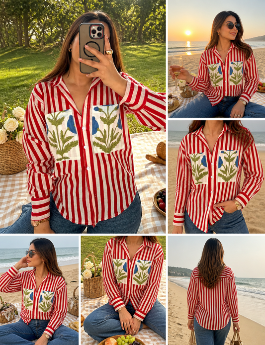 Red Stripes Cotton Shirt