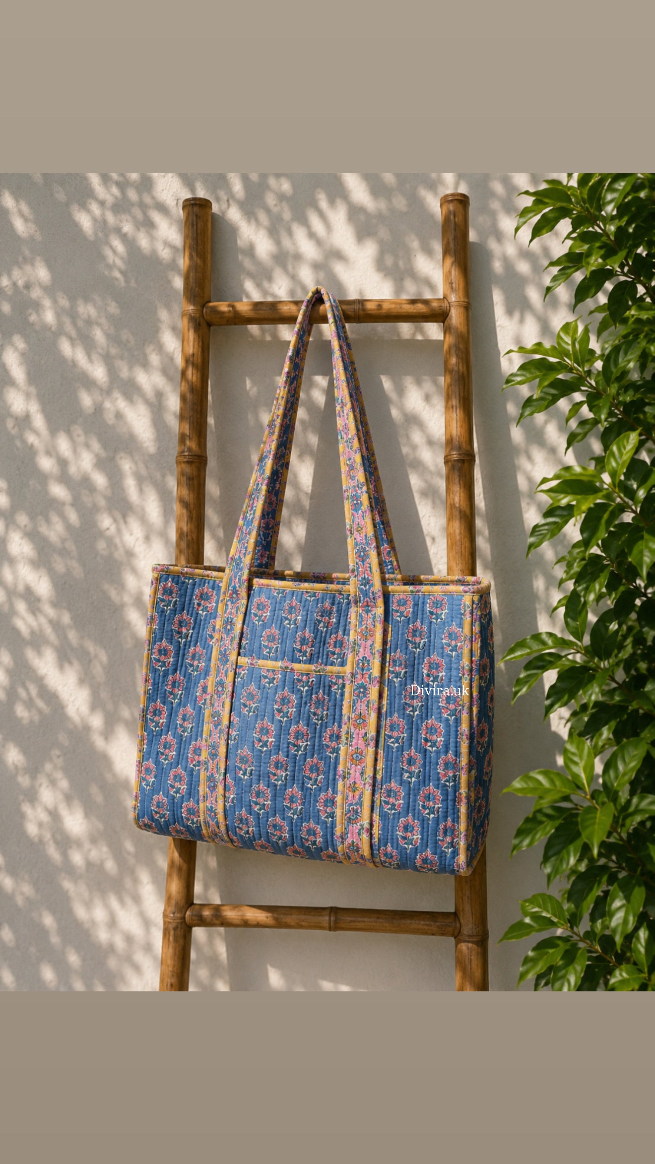 Blue & Yellow Reversible Large Tote