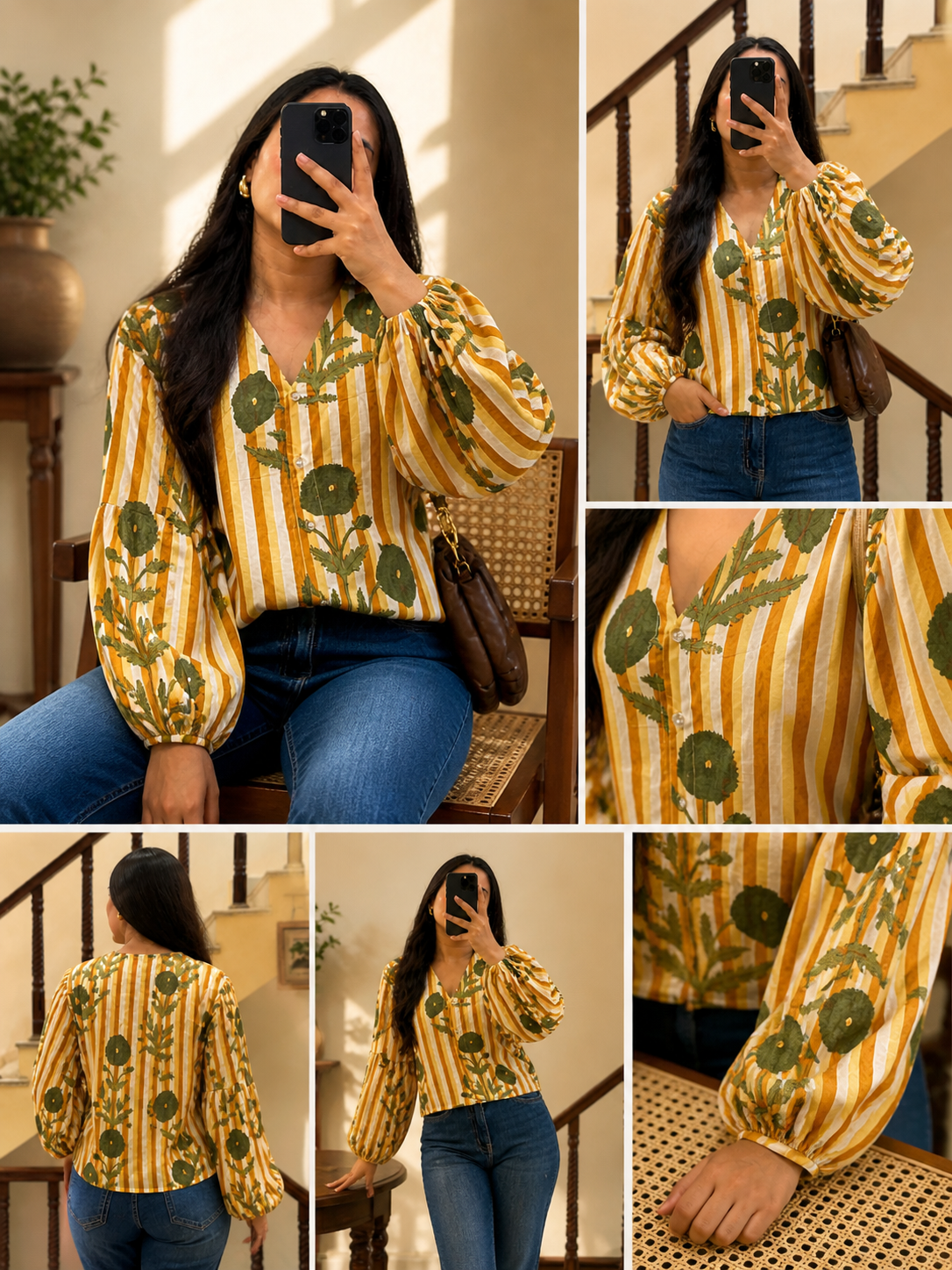 Yellow Poppy Cotton Top/Shirt