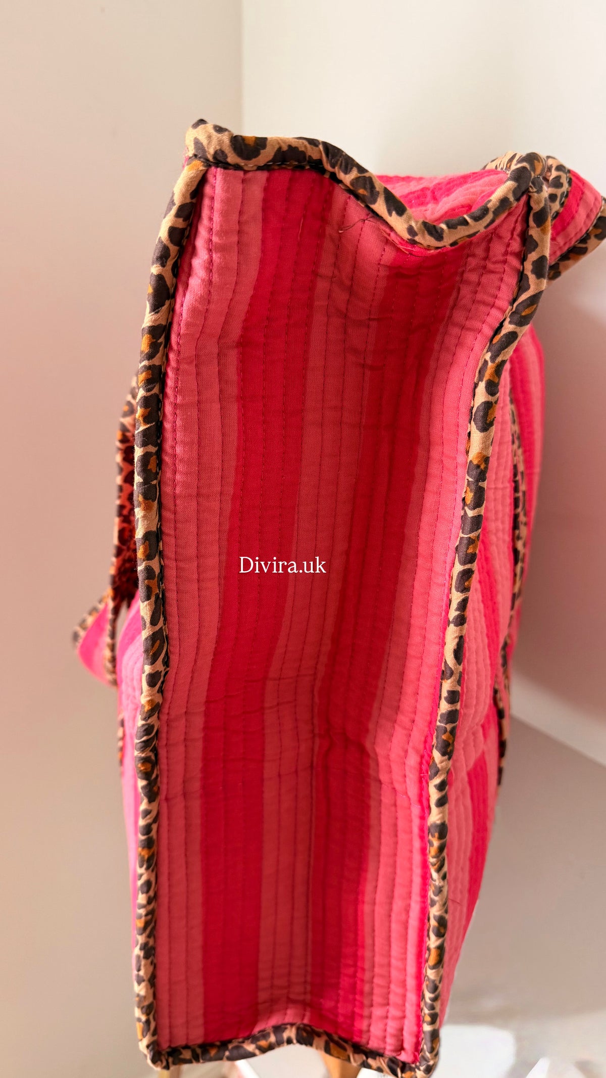Stripes & Leopard Large Tote Bag