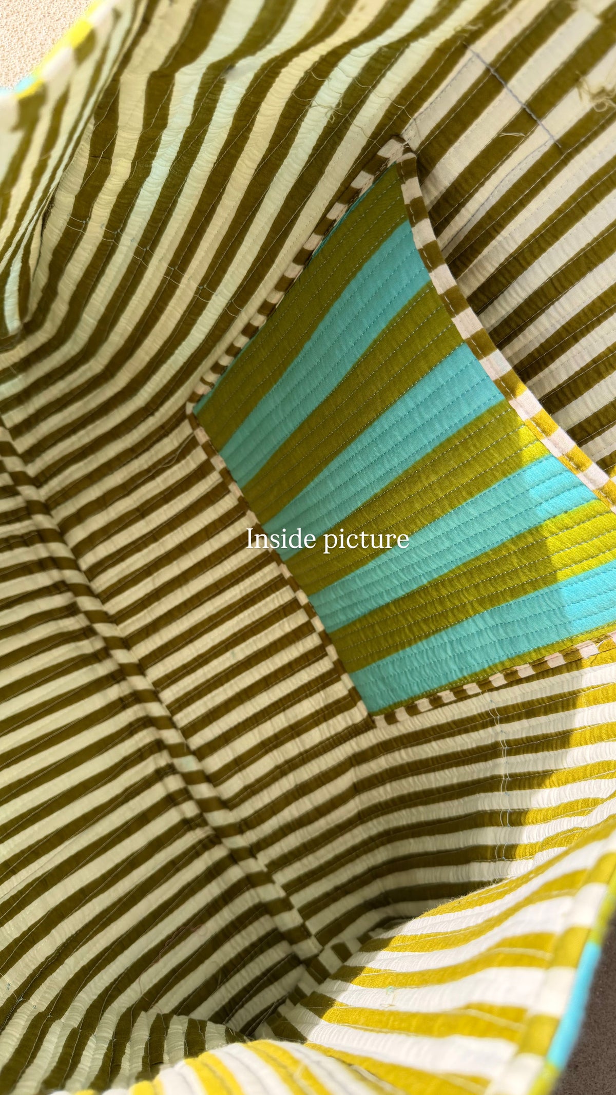 Green Blue Stripes Large Tote Bag