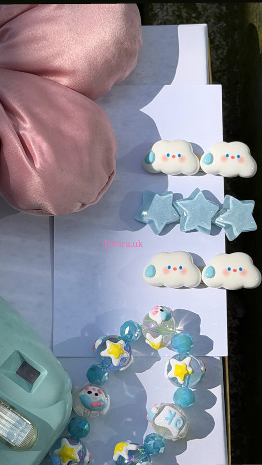 Clouds & Star Hairclip