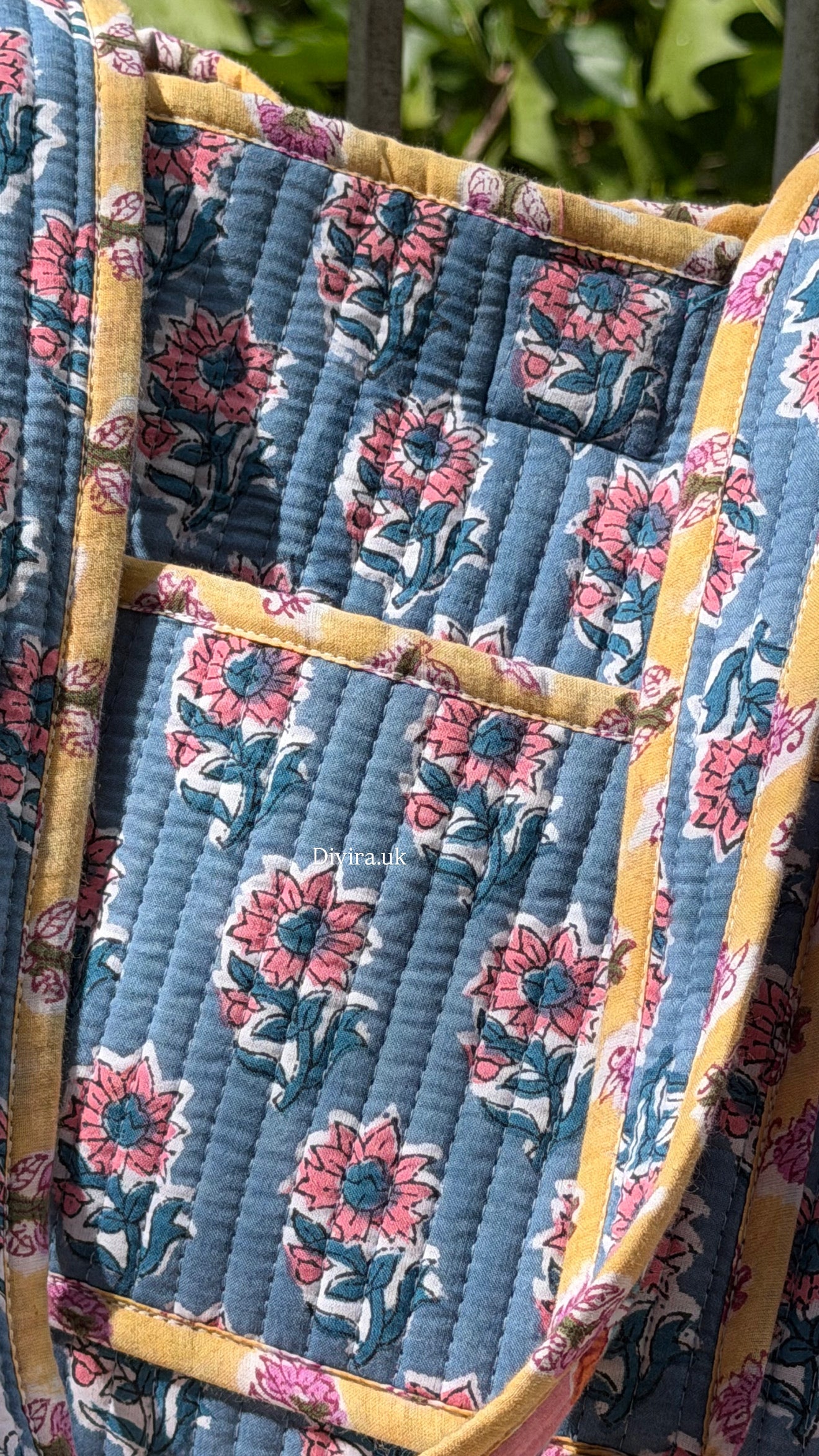 Blue & Yellow Reversible Large Tote