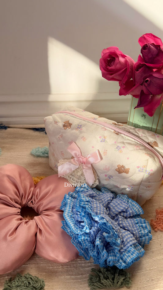 Combo 6 ( Teddy Pouch and 2 scrunchies )