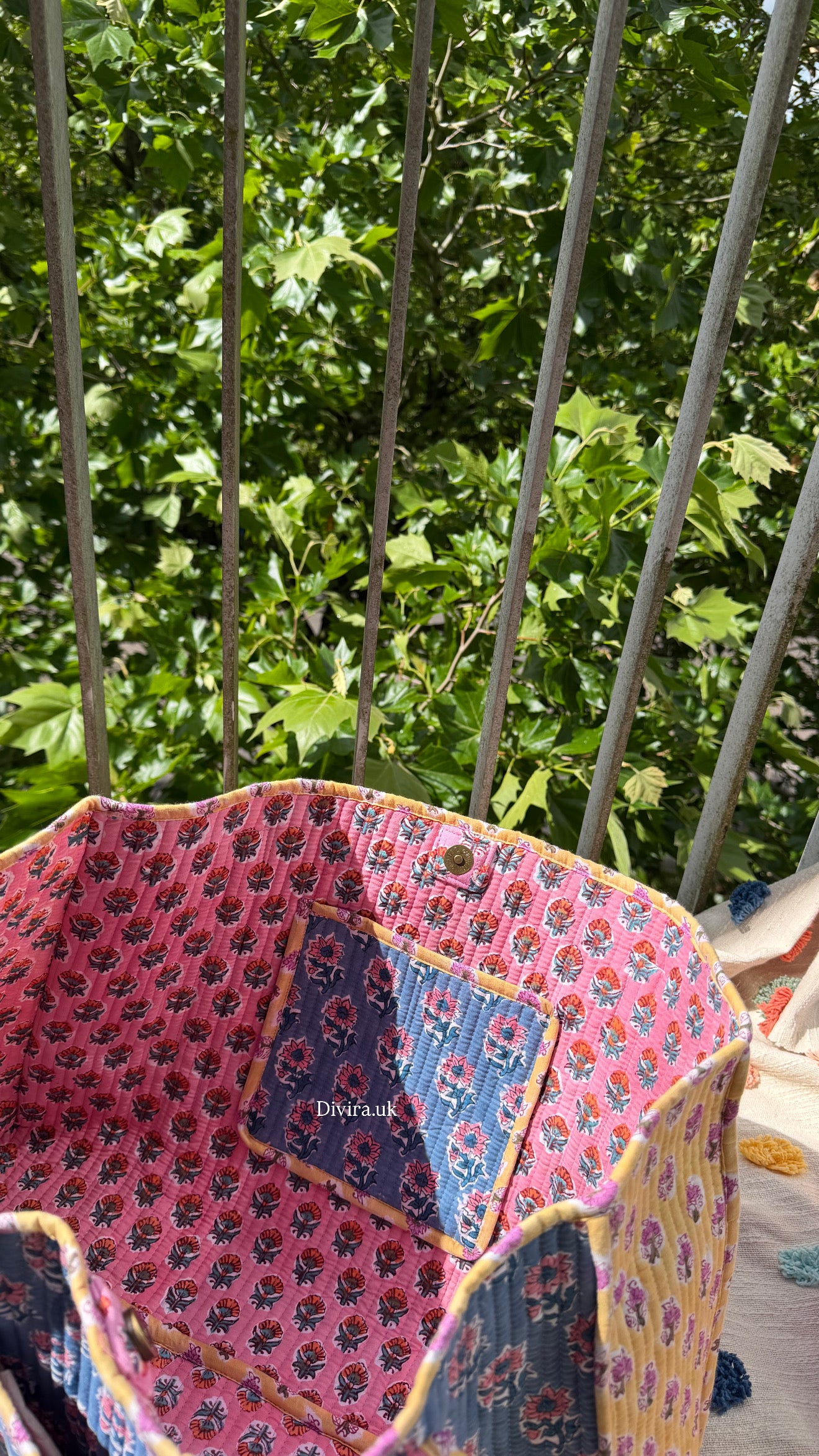 Blue & Yellow Reversible Large Tote