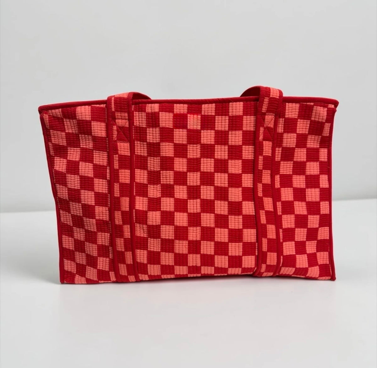 Red Checkered Large Tote Bag