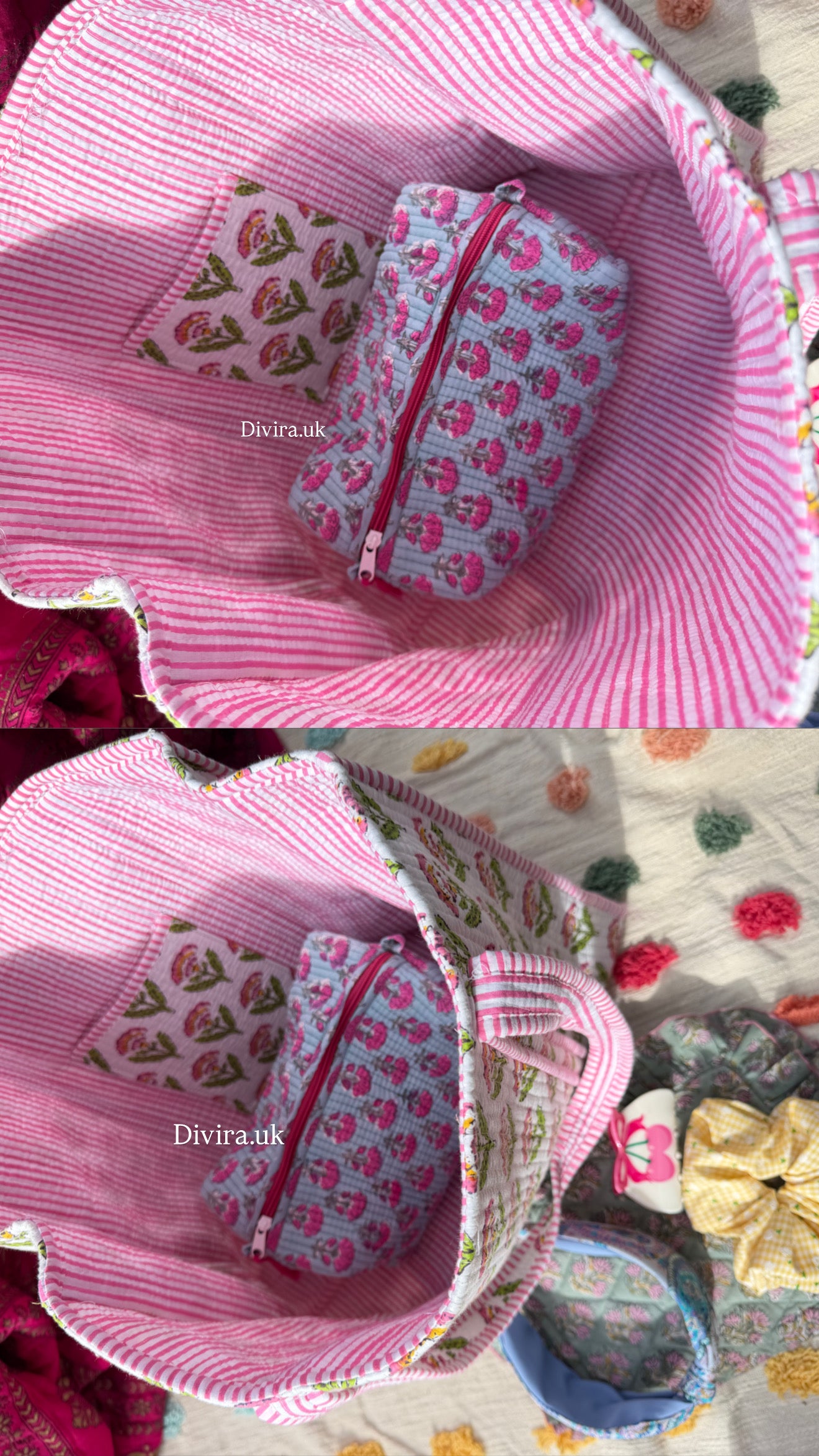 White Floral Quilted Tote Bag