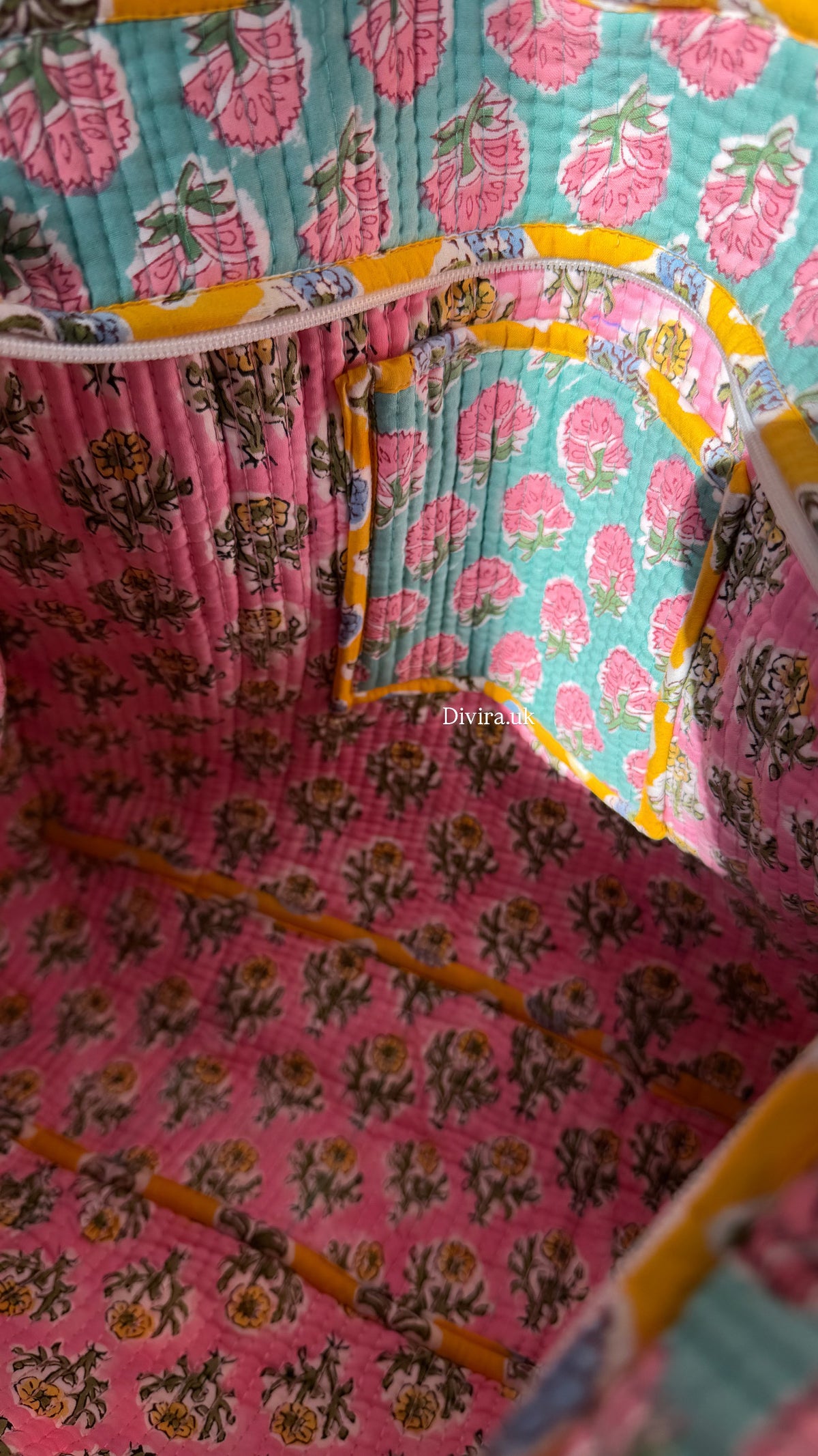 Floral large Tote Bag ( with zipper )