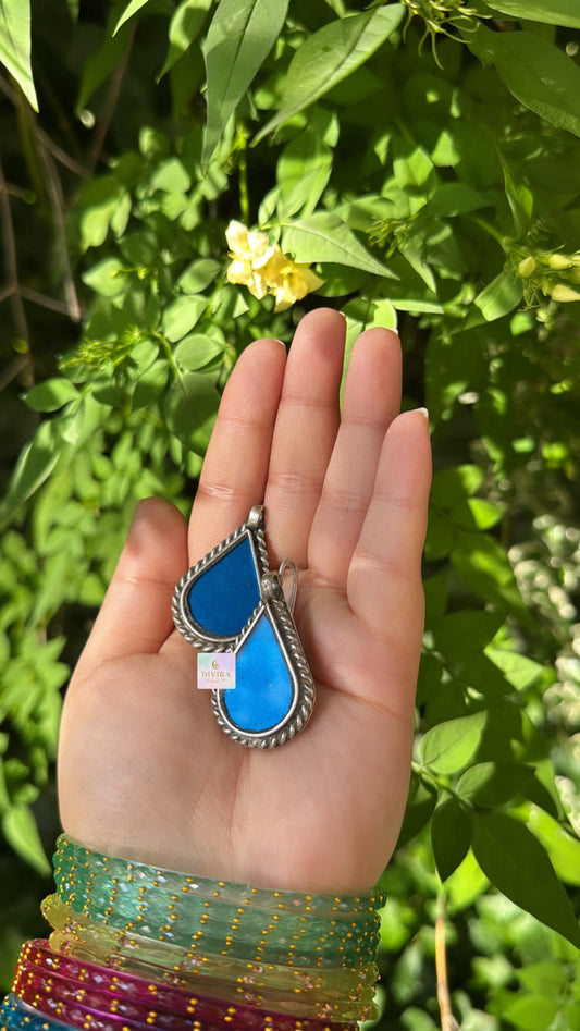 Blue hook earrings