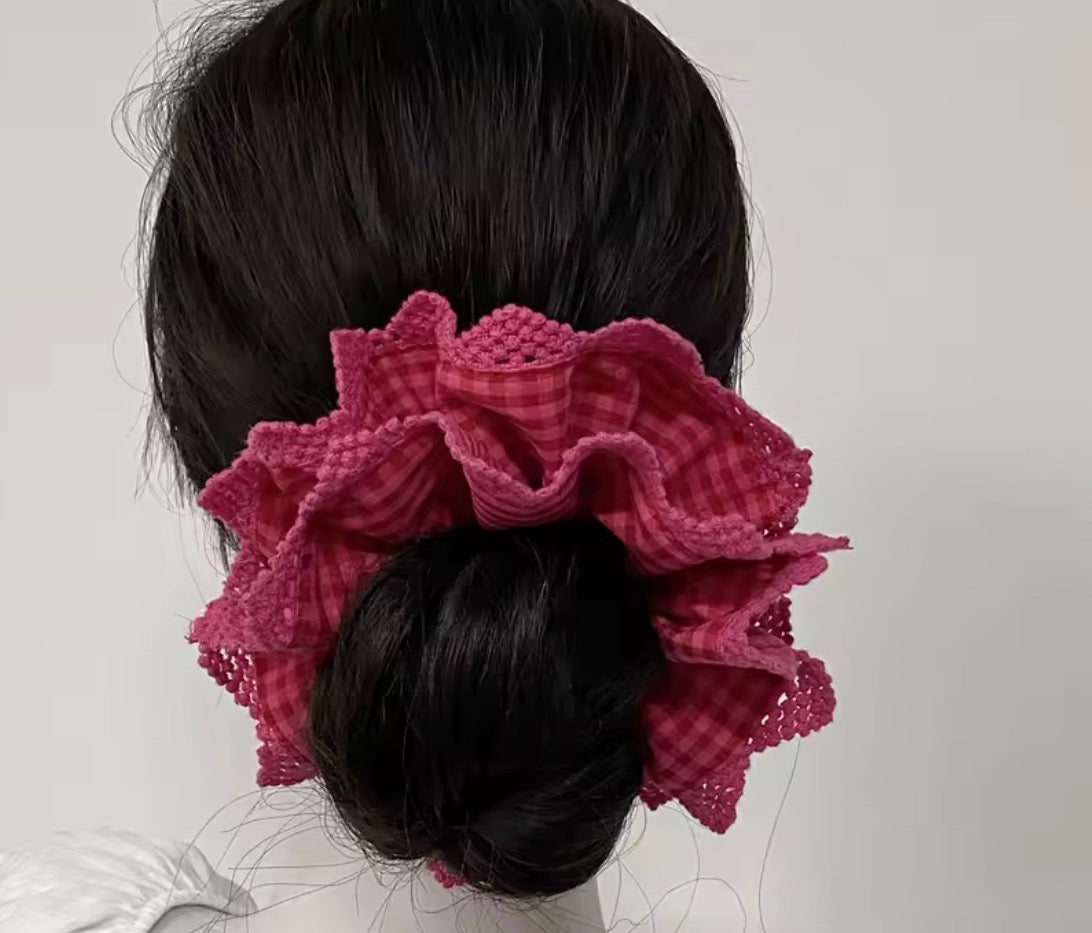 Rose Pink Gingham With Lace🎀🤍