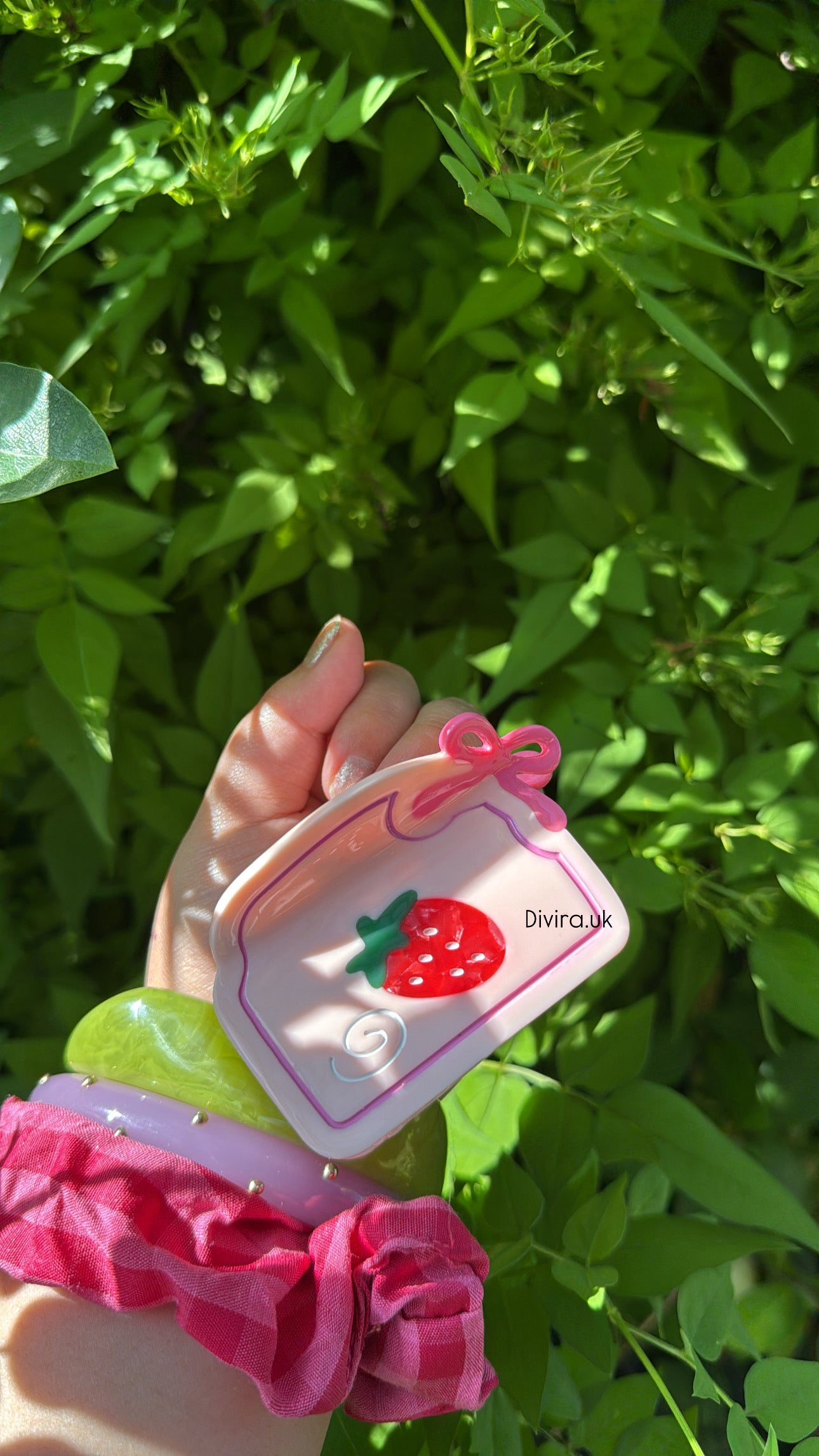 Strawberry Bow Claw Clip