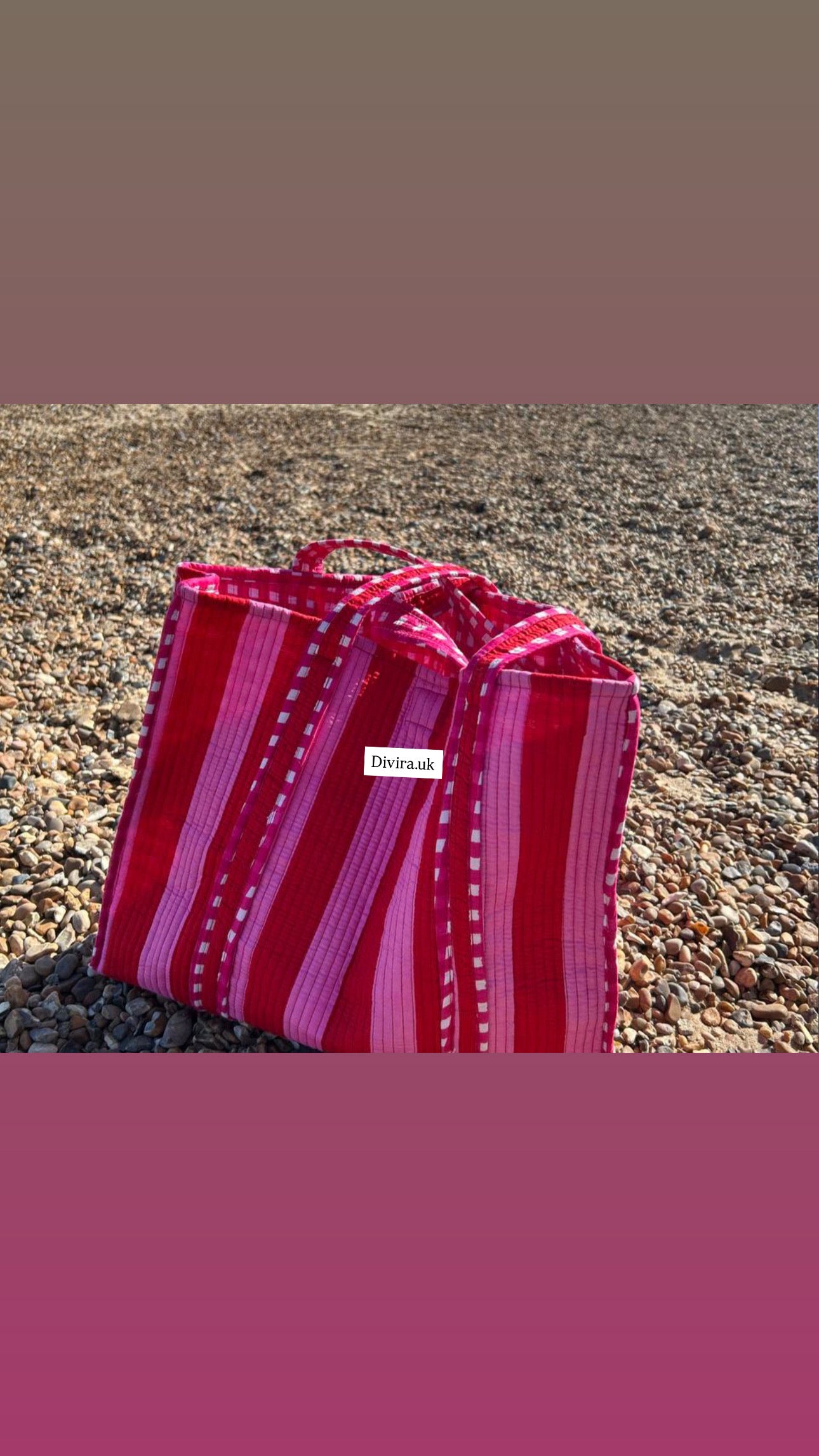 Pink stripes quilted tote bag