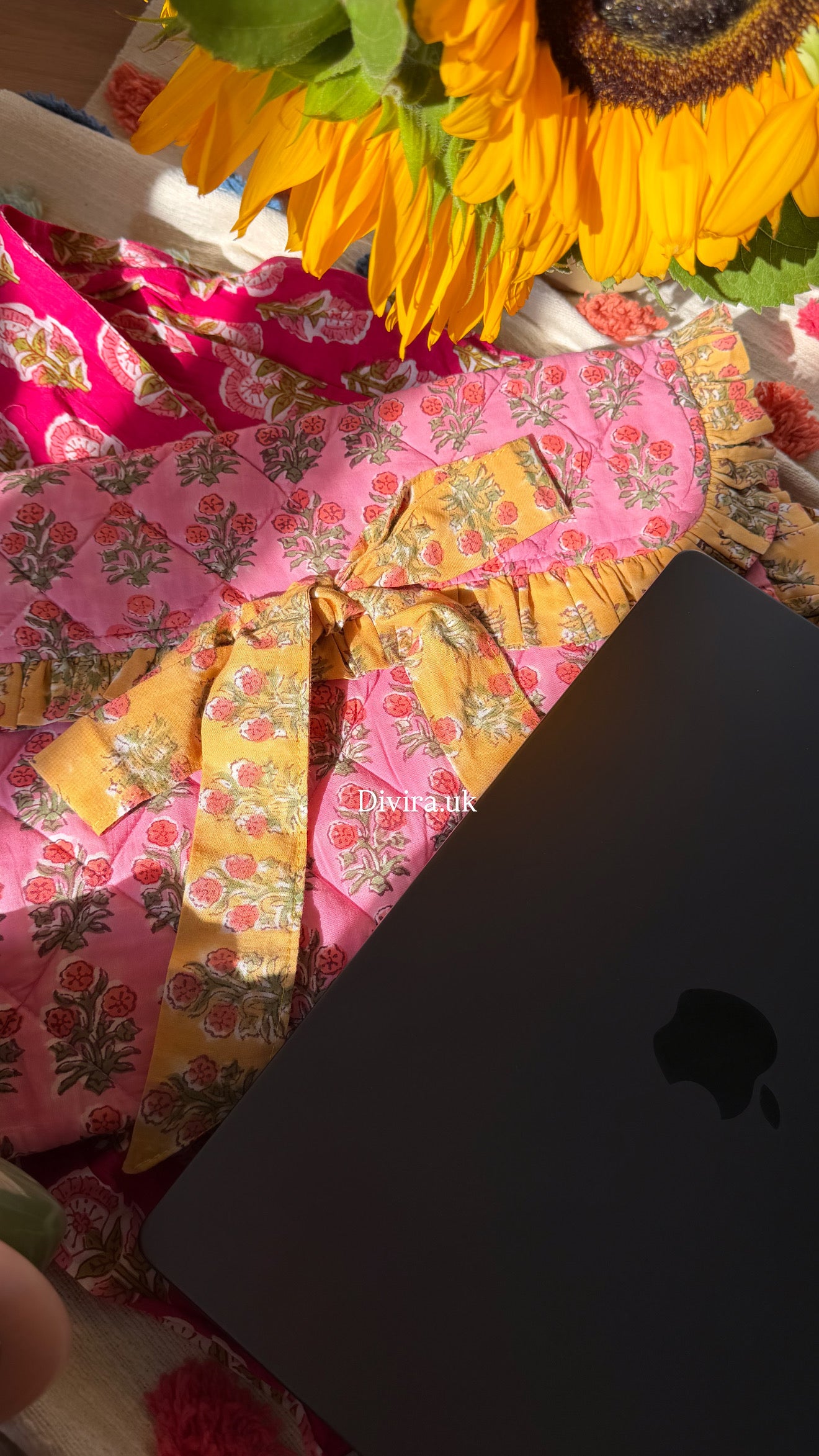 Pink & Mustard Laptop sleeve