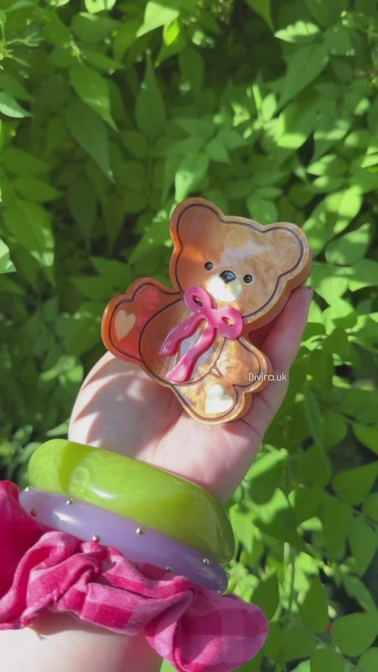 Teddy & Bow Claw Clip