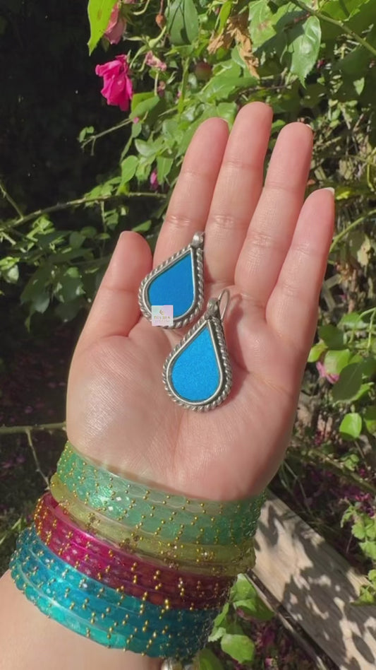 Blue hook earrings