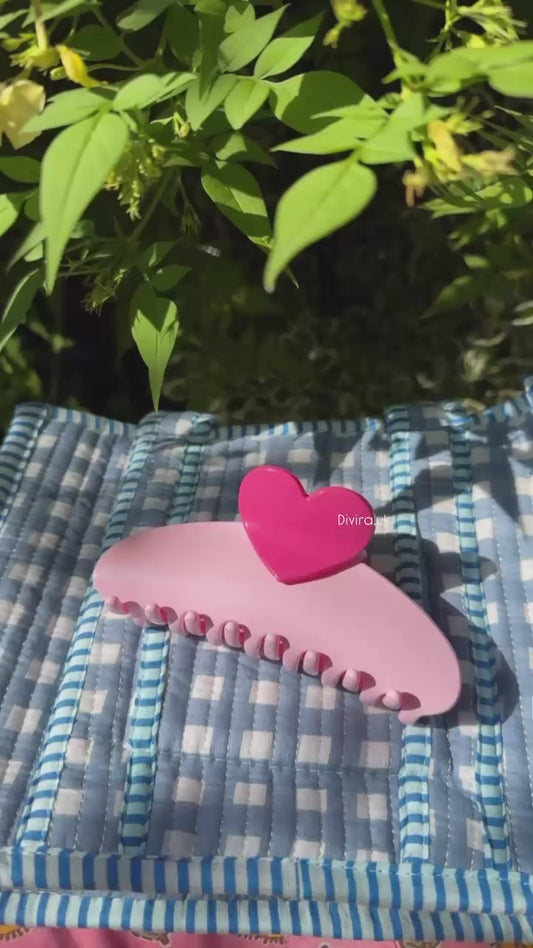 Baby Pink Heart Claw Clip