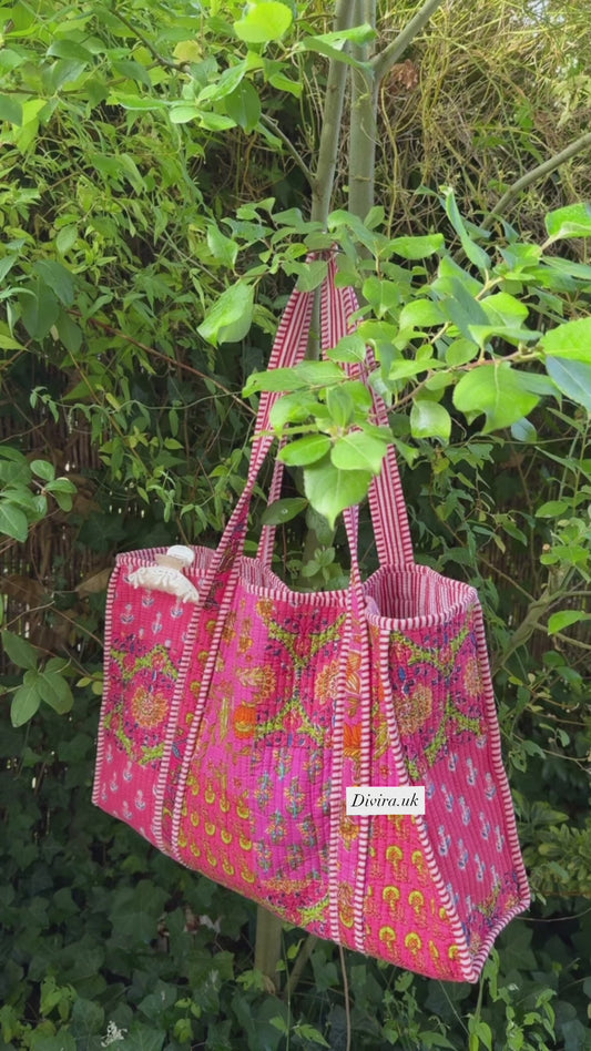 Multicoloured Quilted Tote Bag ( no zipper )