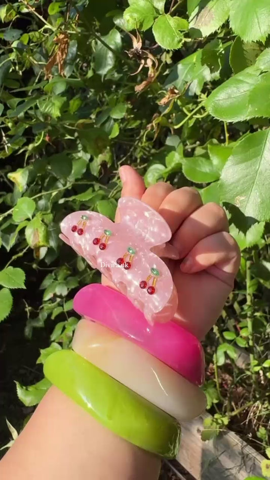 Baby/Light Pink Cherry Claw Clip