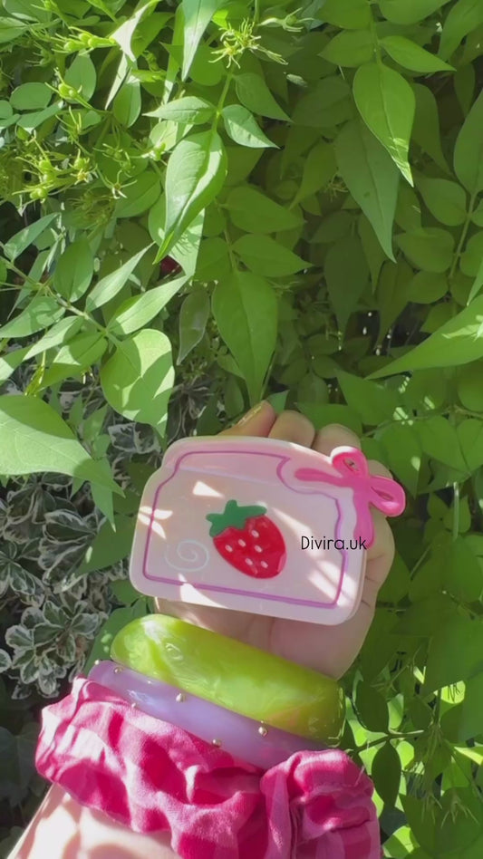 Strawberry Bow Claw Clip